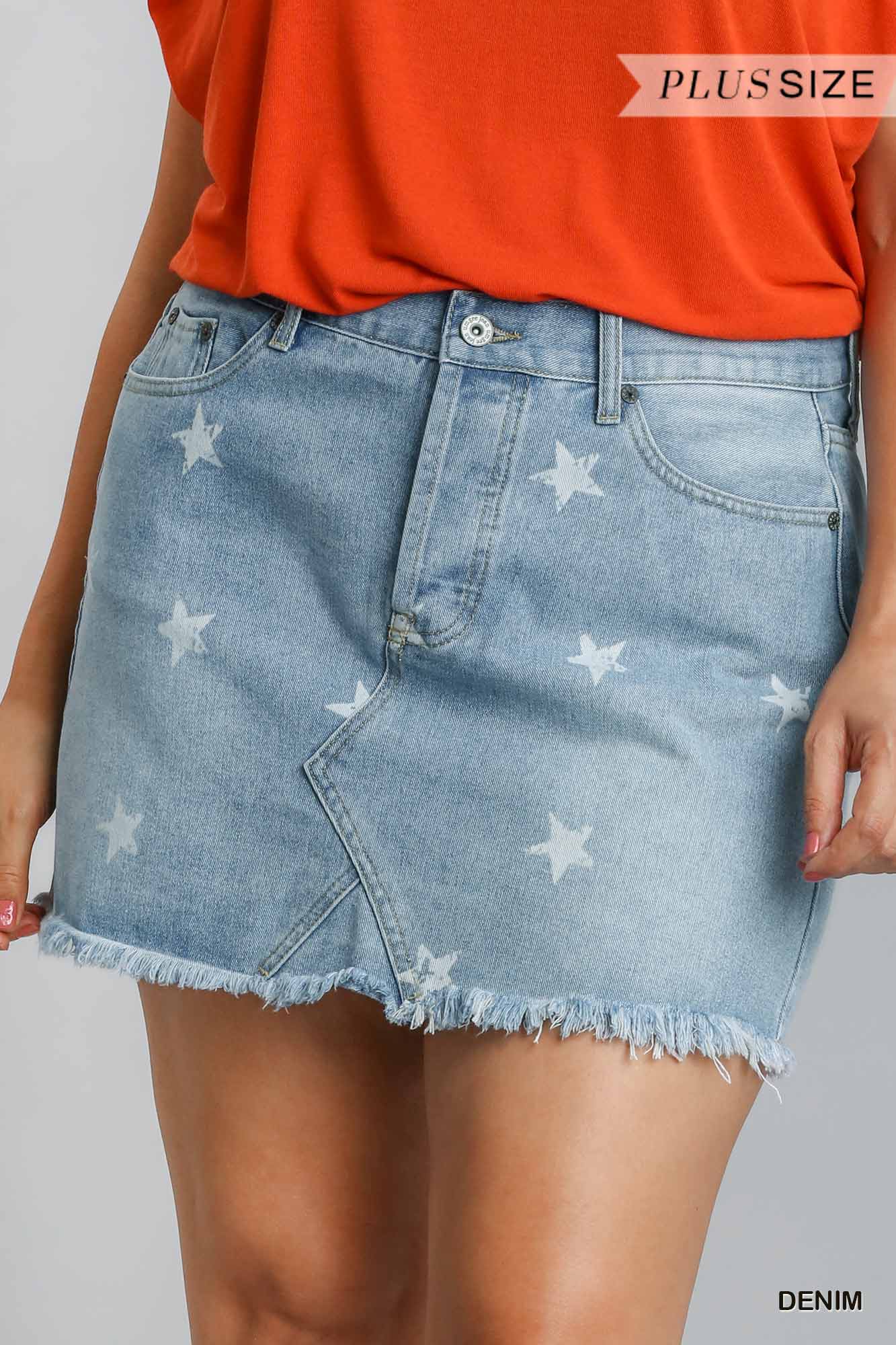 Curvy Starry Eyed Denim Skirt