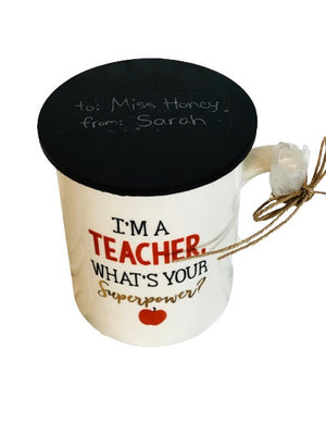 Boutique Pensacola Teacher, Superpower Chalk Mug Top View