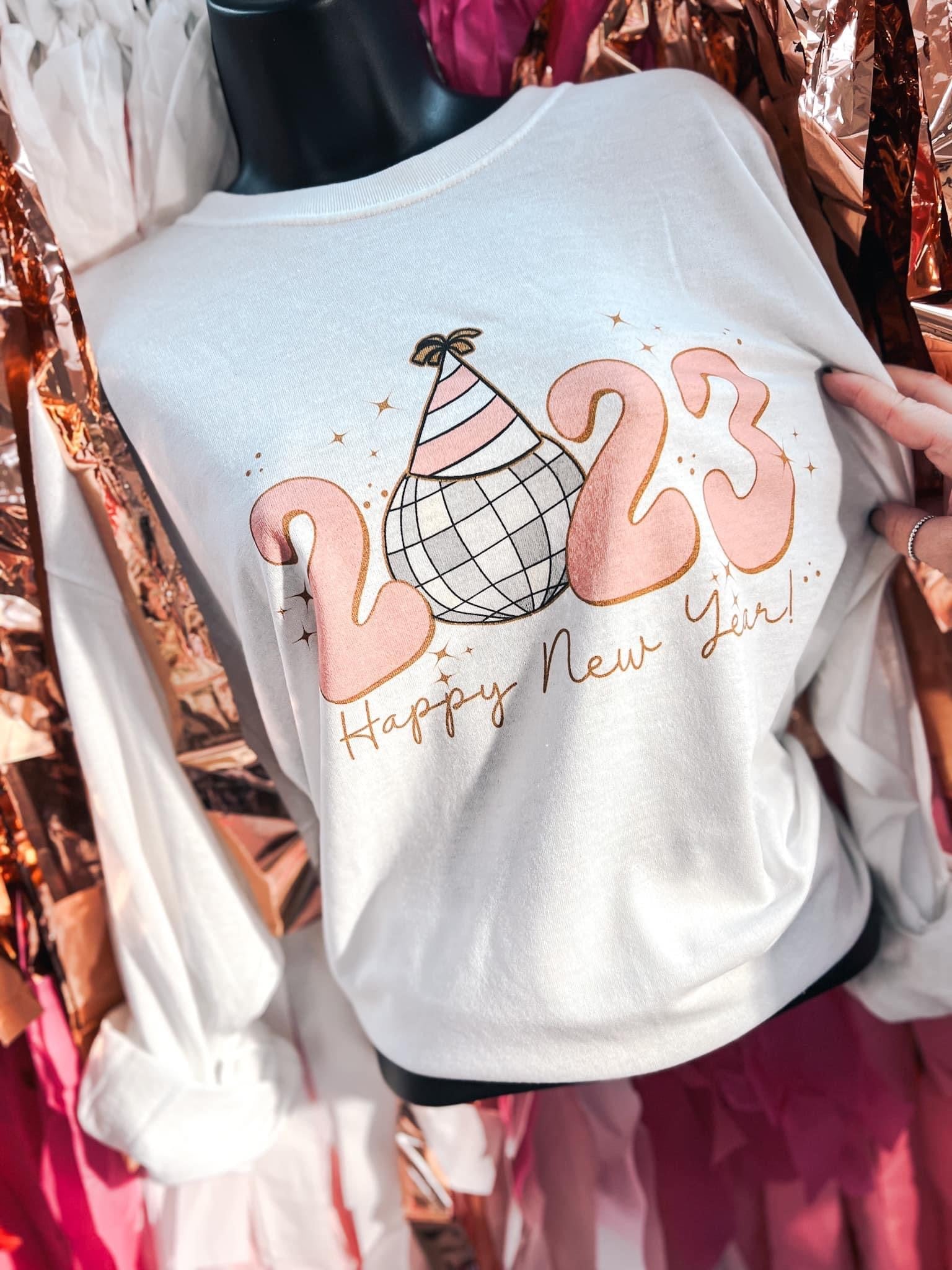 boutique shopping pensacola 2023 disco graphic t-shirt tee new years party