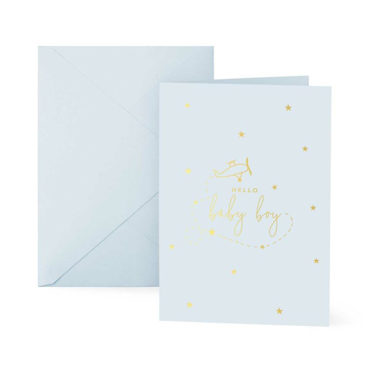 KL Gold Foil Greeting Card, Hello Little Boy