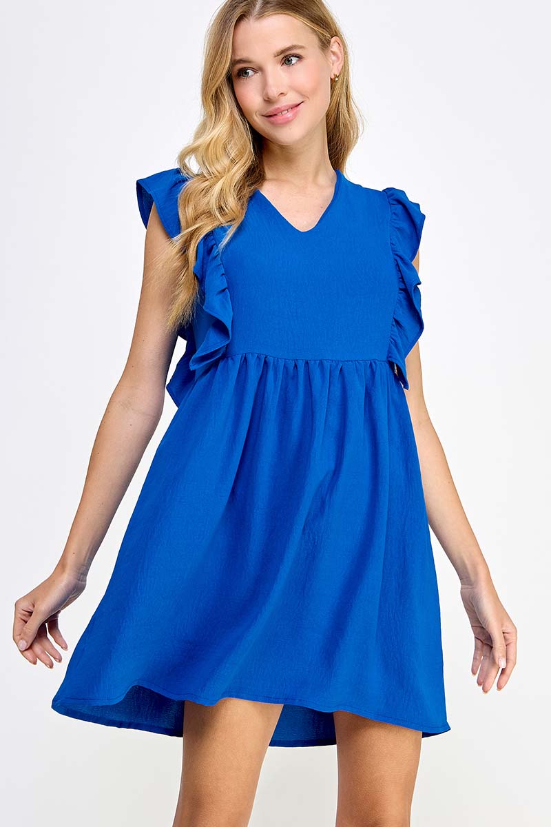 boutique shopping pensacola dress clothing blue v-neck ruffle