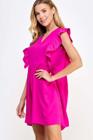 boutique shopping pensacola dress clothing pink v-neck ruffle