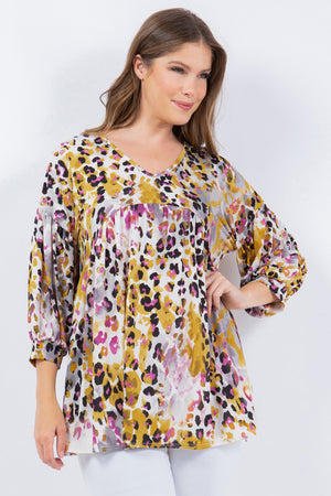 boutique shopping pensacola leopard top blouse clothing long sleeve v-neck curvy plus