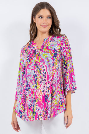 boutique shopping pensacola floral top blouse clothing v-neck long sleeve curvy plus