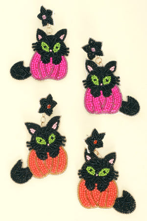 Cat in Pumpkin Earrings