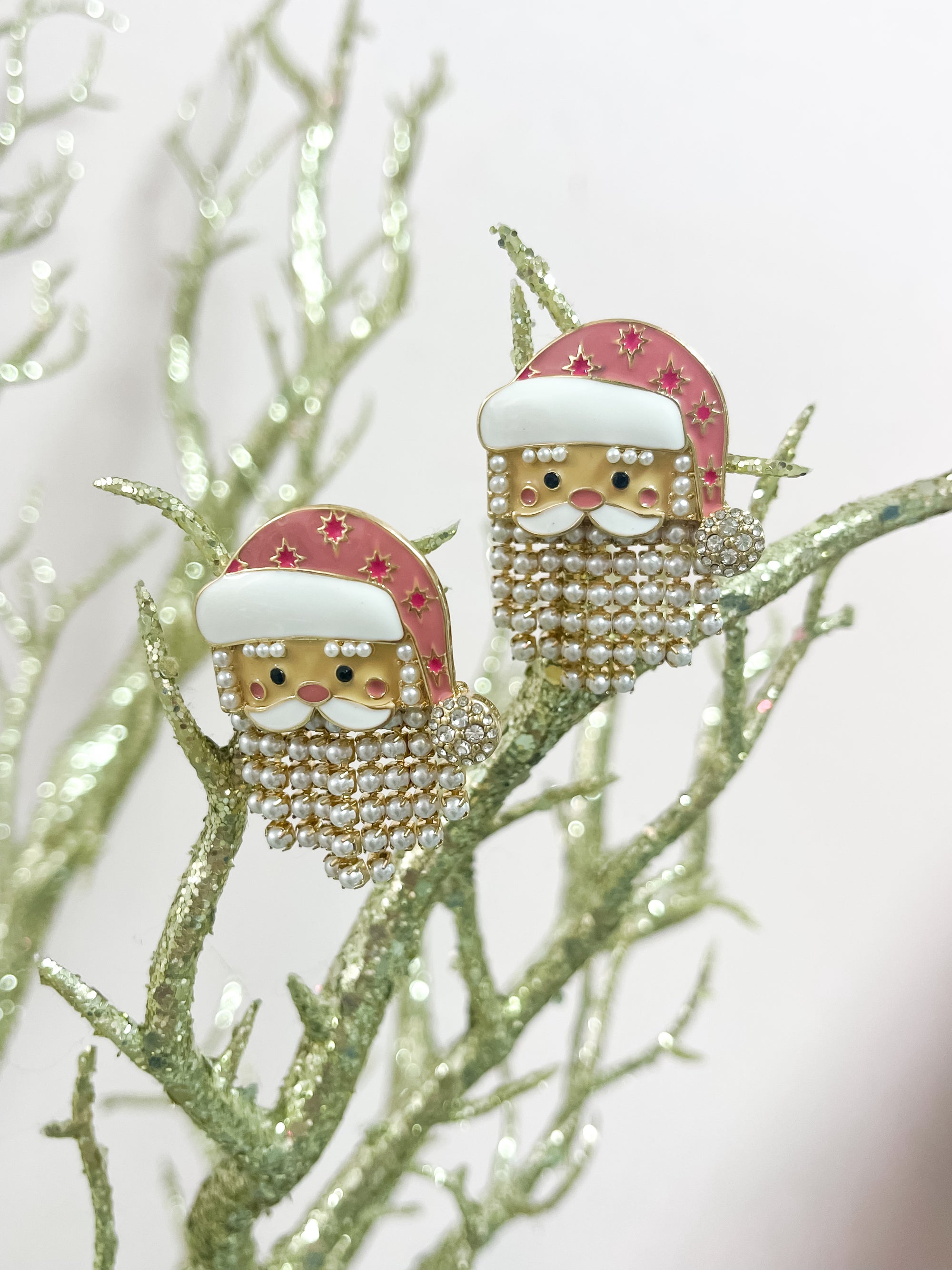 Pearl Santa Earrings