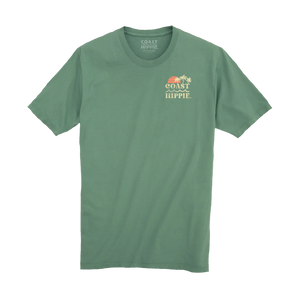 boutique shopping pensacola tee t-shirt shirt clothing coast hippie palm tree beach sunset green unisex gift