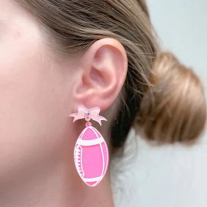 boutique shopping pensacola florida football pink earrings jewelry accessories dangle glitter gameday gift