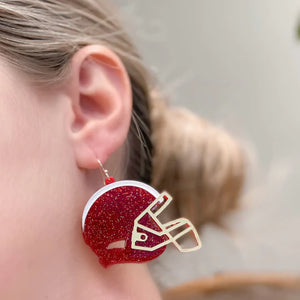 boutique shopping pensacola florida earrings jewelry accessories dangle football helmet glitter gift gameday red
