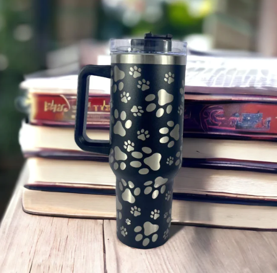 boutique shopping pensacola paw print tumbler insulated black hydrating gift beach