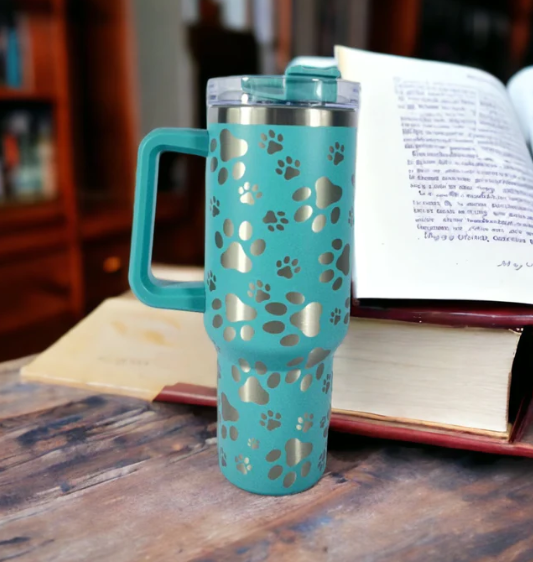 boutique shopping pensacola paw print tumbler insulated blue teal hydrating gift beach