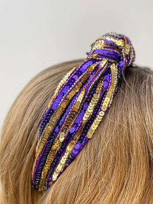 Game Day Sequin Headband Purple