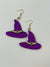 Purple Glitter Witch Hat Earrings
