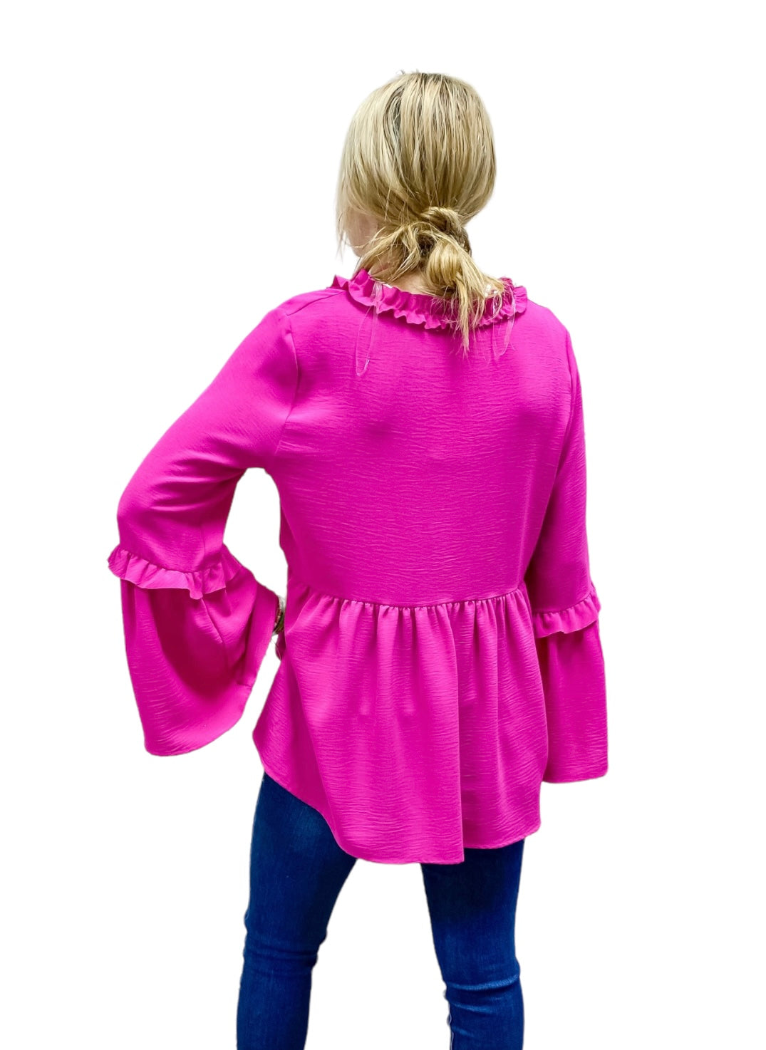 Meet You There Ruffled Tunic, Hot Pink