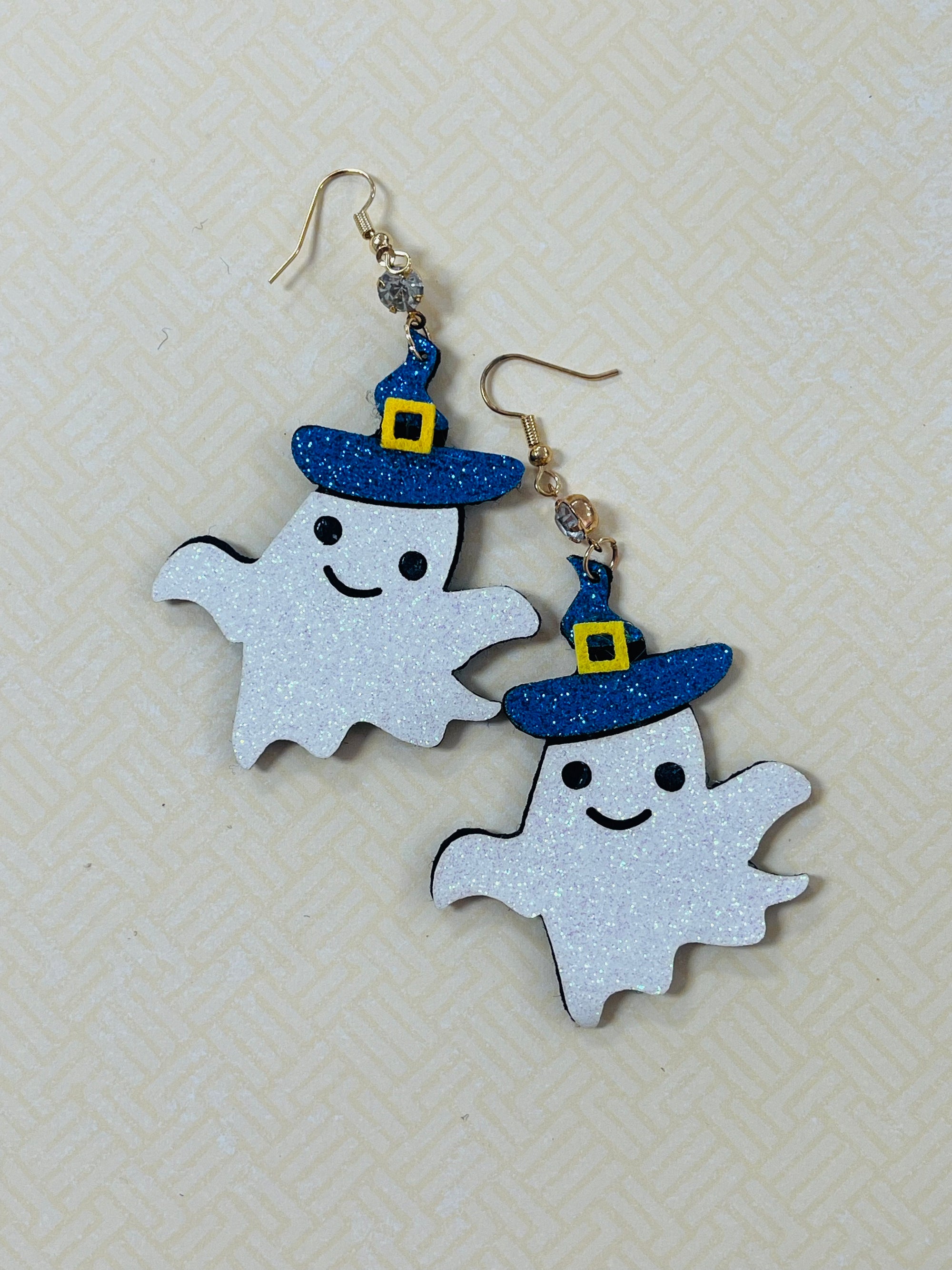 Blue Hat Ghost Earrings