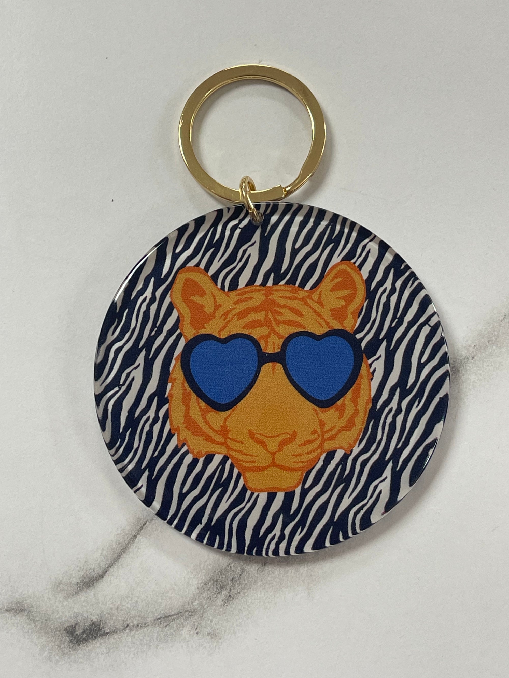 Tiger Stripes Blue Keychain