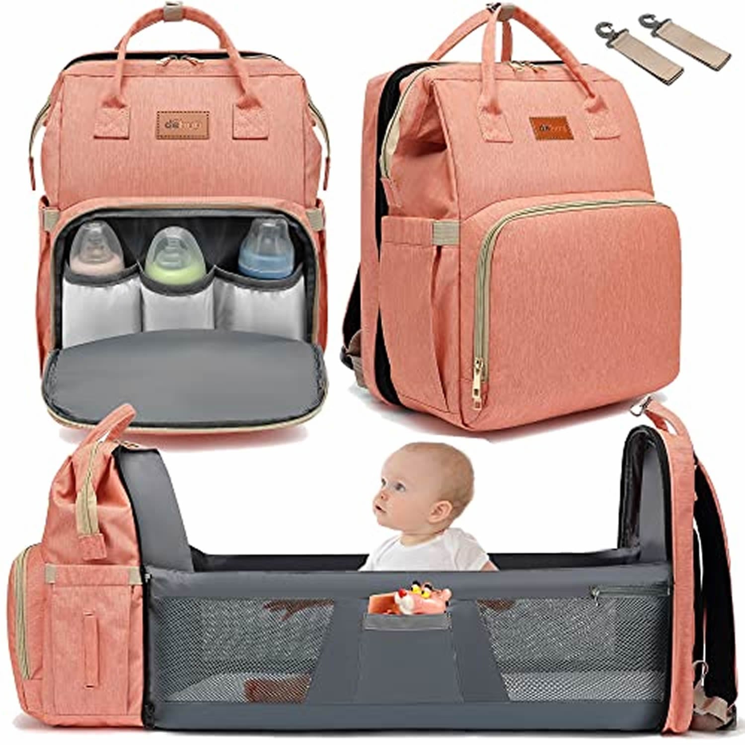 Lovely Baby Diaper Bag, Coral Pink