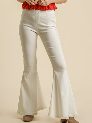 Buy Cuin - Women's White High Waist Bell Bottom Pants in Satin Crepe with  Pockets on Both Sides (UK 6`) at Amazon.in
