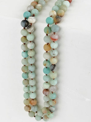Natural Stone Long Beaded Necklace