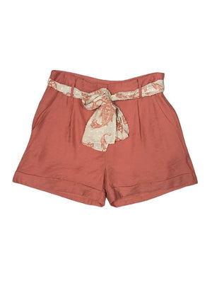 Boutique Pensacola Story Teller Scarf Belted Shorts, Coral Blush View