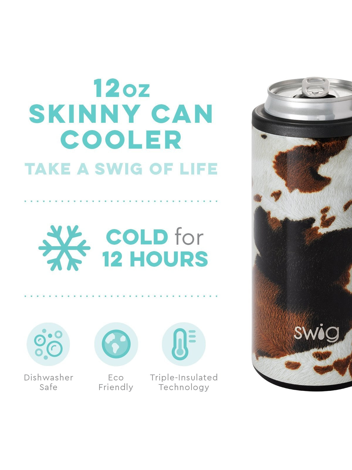 Swig - 12 oz Skinny Can Cooler - Fleur Noir