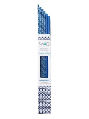Boutique Pensacola Swig Reusable Straw Set, Indigo Blue