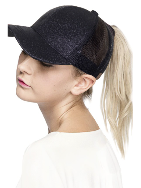 Boutique Pensacola Youth Glitter Messy Bun Hat