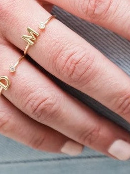 Initial Pave Ring, Gold
