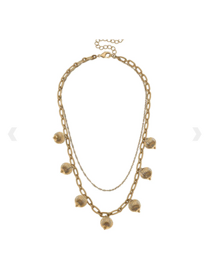 Paloma Ribbed Metal Drip Necklace in Worn Gold CANVAS