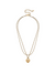 Kacie Puffed Heart Layered Necklace in Worn Gold CANVAS