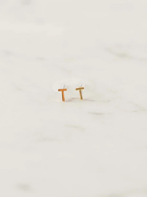 Luxe Ingrid Initial Earrings 18K Gold