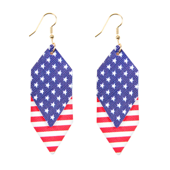 USA Hexagon Patriotic Earrings