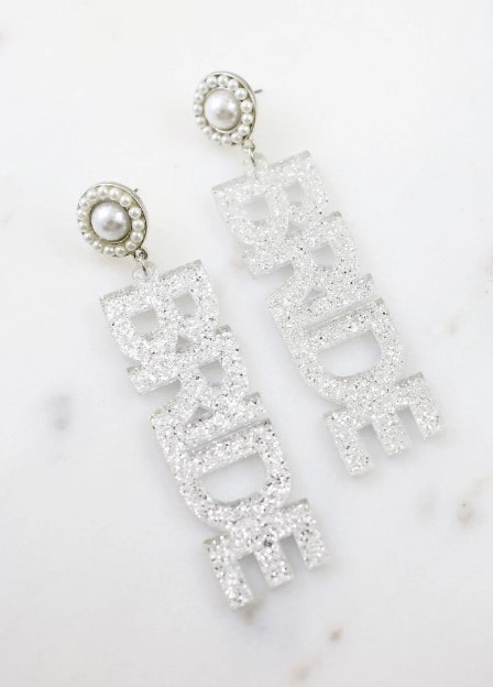 Glitter Bride Earring, Silver