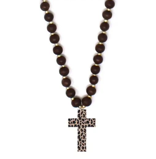 Jennifer Leopard Cross Necklace