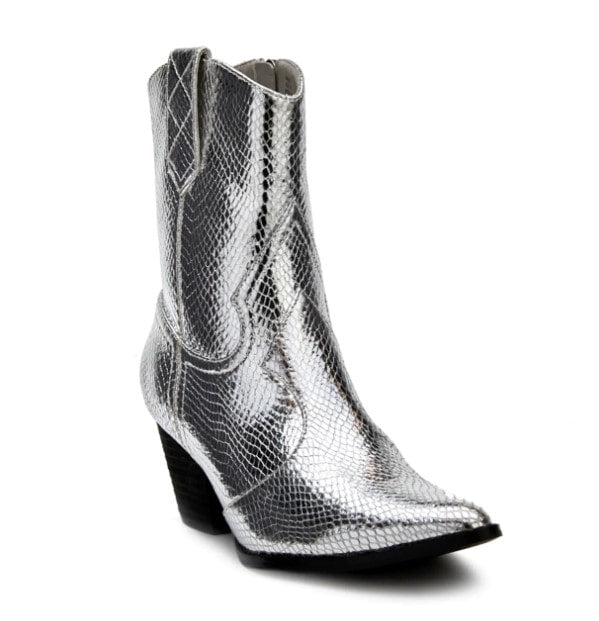 boutique pensacola shopping boots snake skin silver metallic accessories