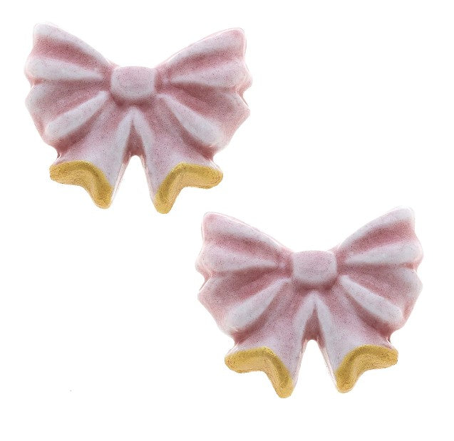 Lucy Porcelain Bow Stud Earrings, Pink