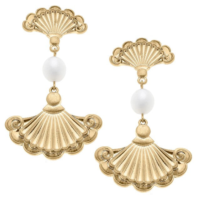 French Fan & Pearl Earrings