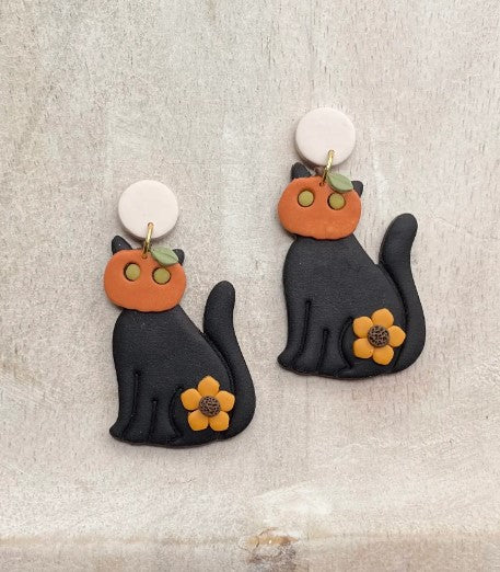 Cat Pumpkin Head Earrings