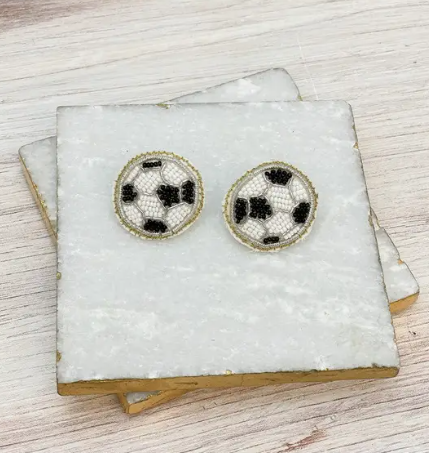 boutique shopping pensacola beaded soccer earrings jewelry accesories studs sports gameday 