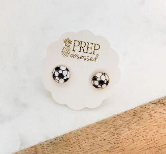 boutique shopping pensacola soccer ball stud earrings sports gameday jewelry accessories gift