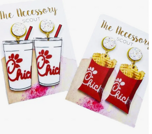 boutique shopping pensacola florida chick-fil-a dangle earrings jewelry accessories fries cup red white