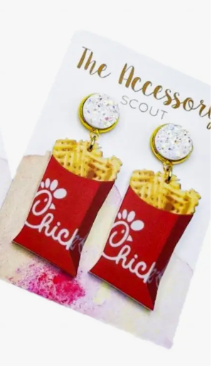 boutique shopping pensacola florida chick-fil-a dangle earrings jewelry accessories fries cup red white