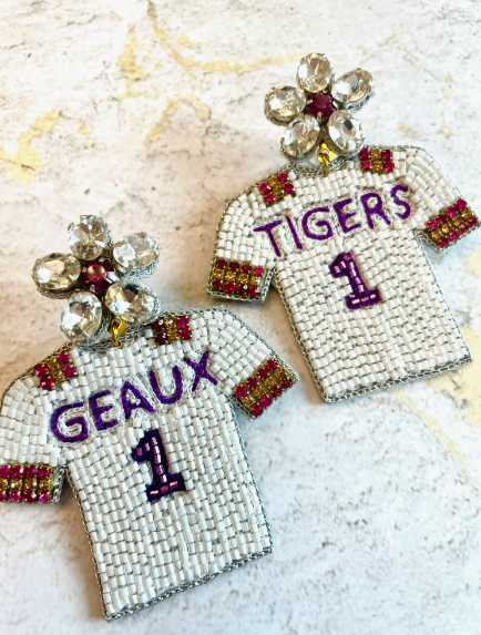boutique shopping pensacola geaux tigers jersey earrings jewelry accessories gifts game day dangle