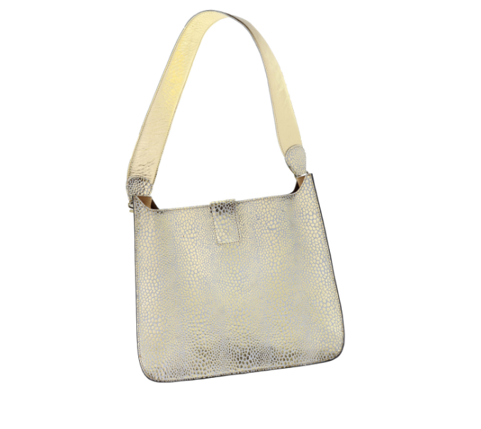 shopping local boutique pensacola florida bag purse piper gold metallic reptile  leather