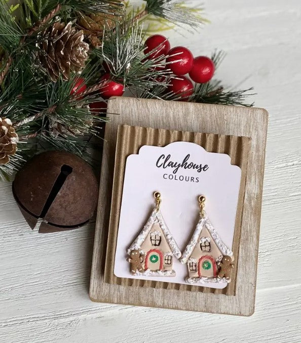 boutique shopping pensacola gingerbread house festive holiday seasonal christmas clay earrings jewelry accessories dangle