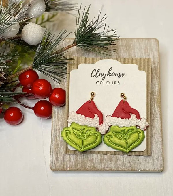 boutique shopping pensacola grinch cartoon christmas holiday seasonal earrings jewelry accessories dangle