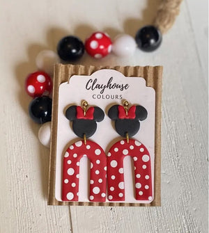 boutique shopping pensacola minne mickey mouse polka dot arch dangle earrings jewelry accessories large