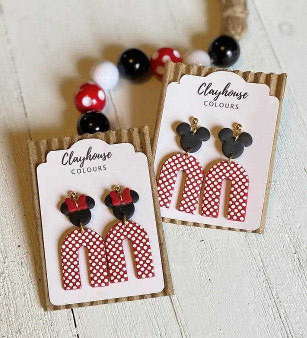 boutique shopping pensacola minne mickey mouse polka dot arch dangle earrings jewelry accessories