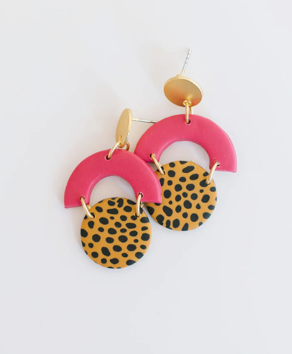 boutique shopping earrings polymer clay pensacola florida leopard print pink earrings jewelry