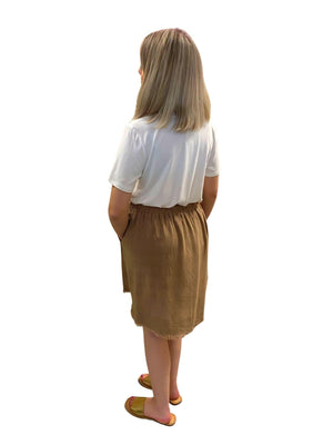 Skirt Around the Issue Linen Skirt, Latte